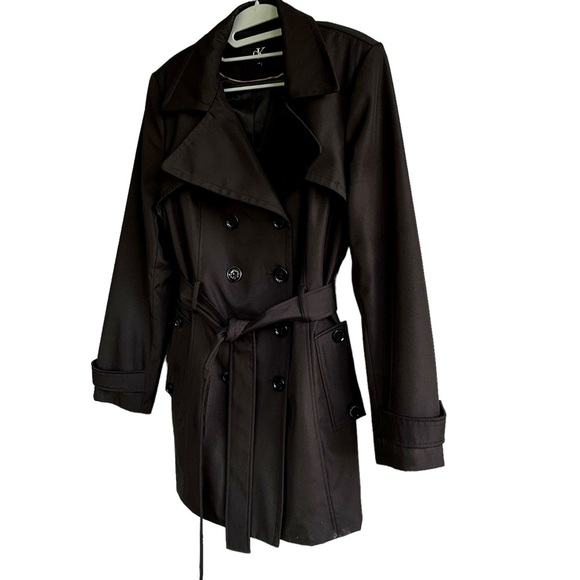 Calvin Klein Black Trench Jacket Coat Fall Quiet Luxury Minimalist - Picture 6 of 13